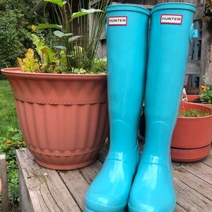 🔥 RARE - Mint/Tiffany Blue Hunter Boots - Sz 8